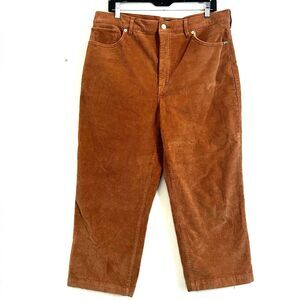 Express Pants Camel Brown Corduroy Cropped Wide Leg High Rise Pants. Size 14